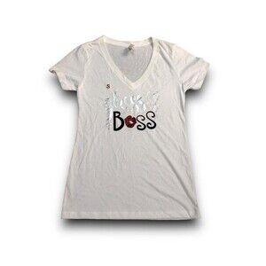 Women's "Gloss Boss" Graphic V-Neck Shirt - Small